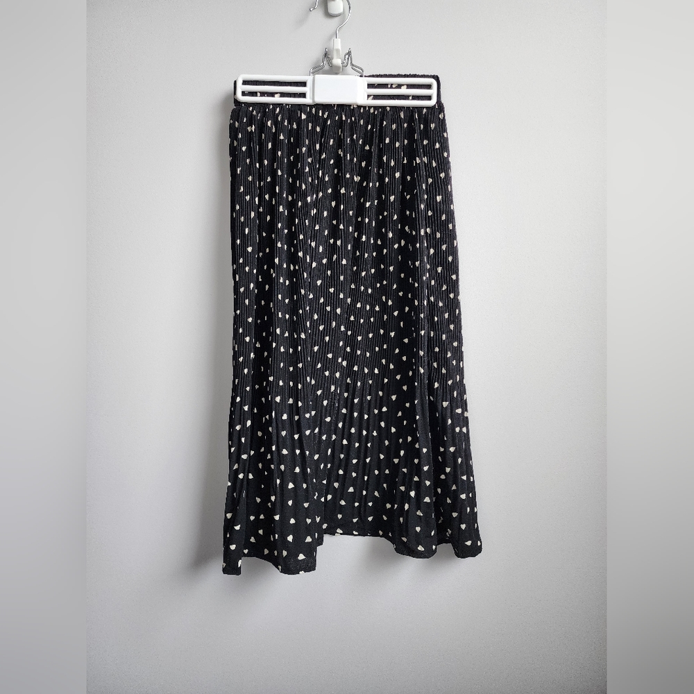 Flowy Midi Skirt with Heart Polka Dots